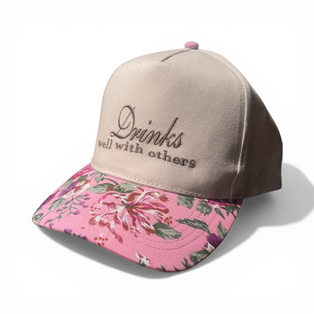 Funny drinking hat, drinks well with others, embroidered hat, gift for her, gift for mom