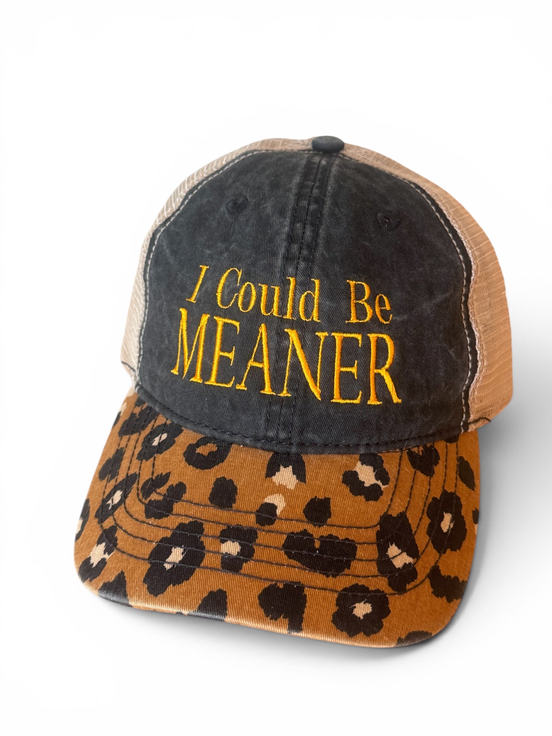 Funny Cheetah and denim hat, Embroidered foam front snap back hat