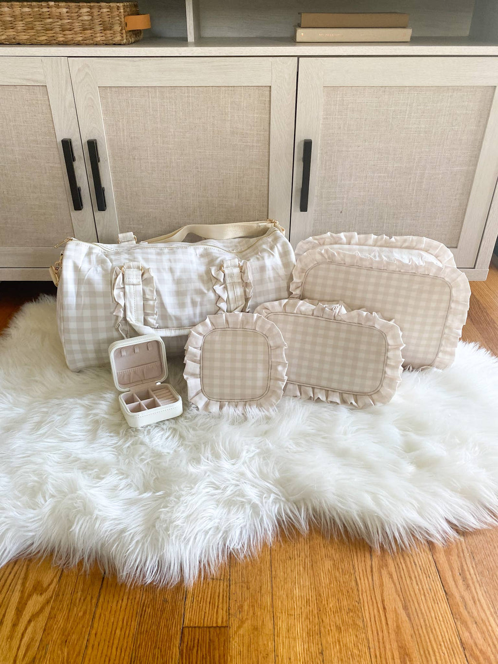 Gingham Ruffle Duffle Bag Weekender Bag