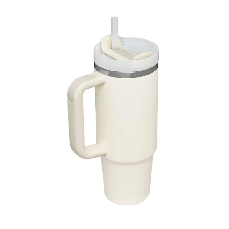 Engraved 40 oz tumbler, Western insulated cup with handle and straw