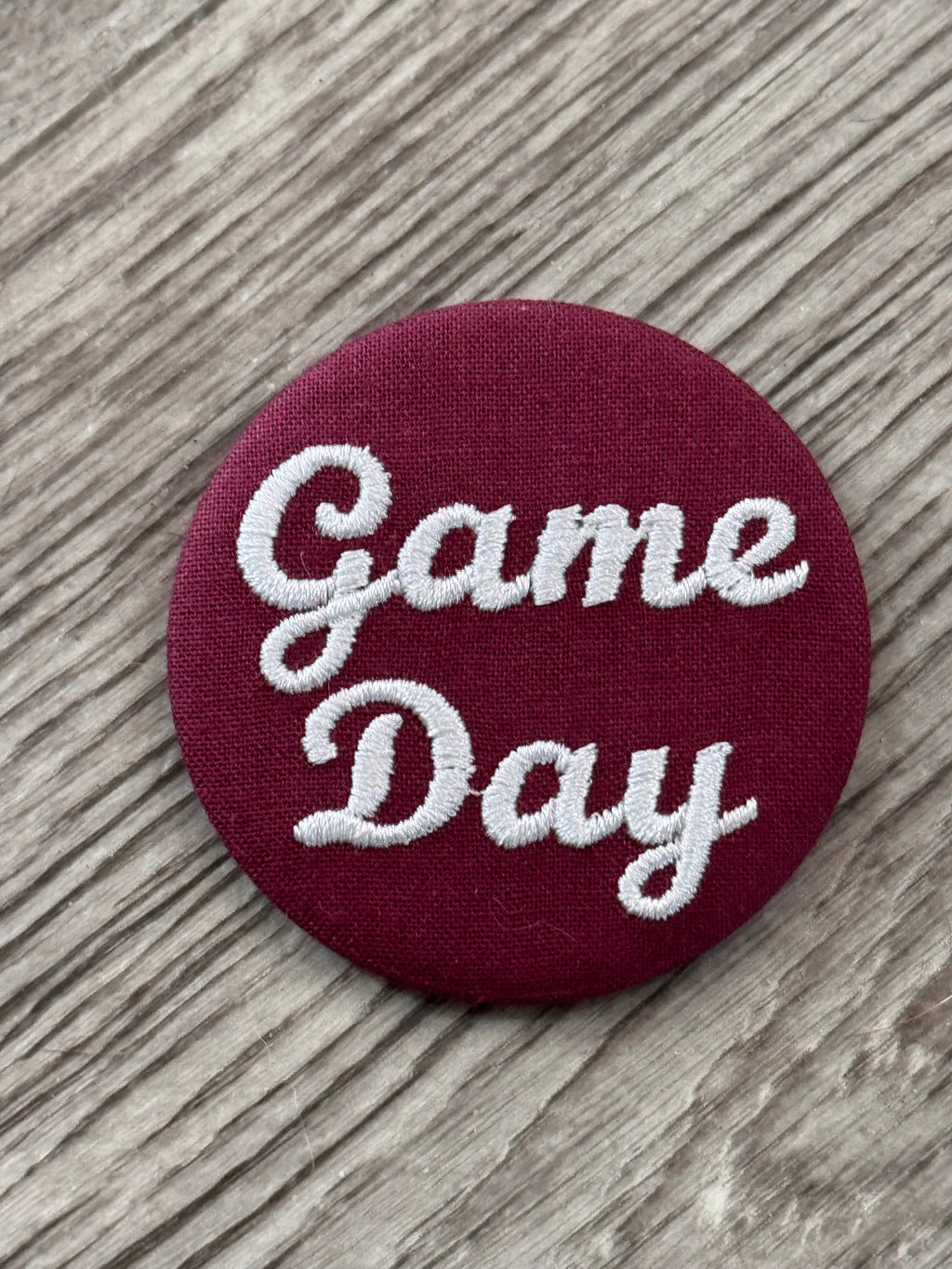 Embroidered Game Day Pin back Aggie buttons
