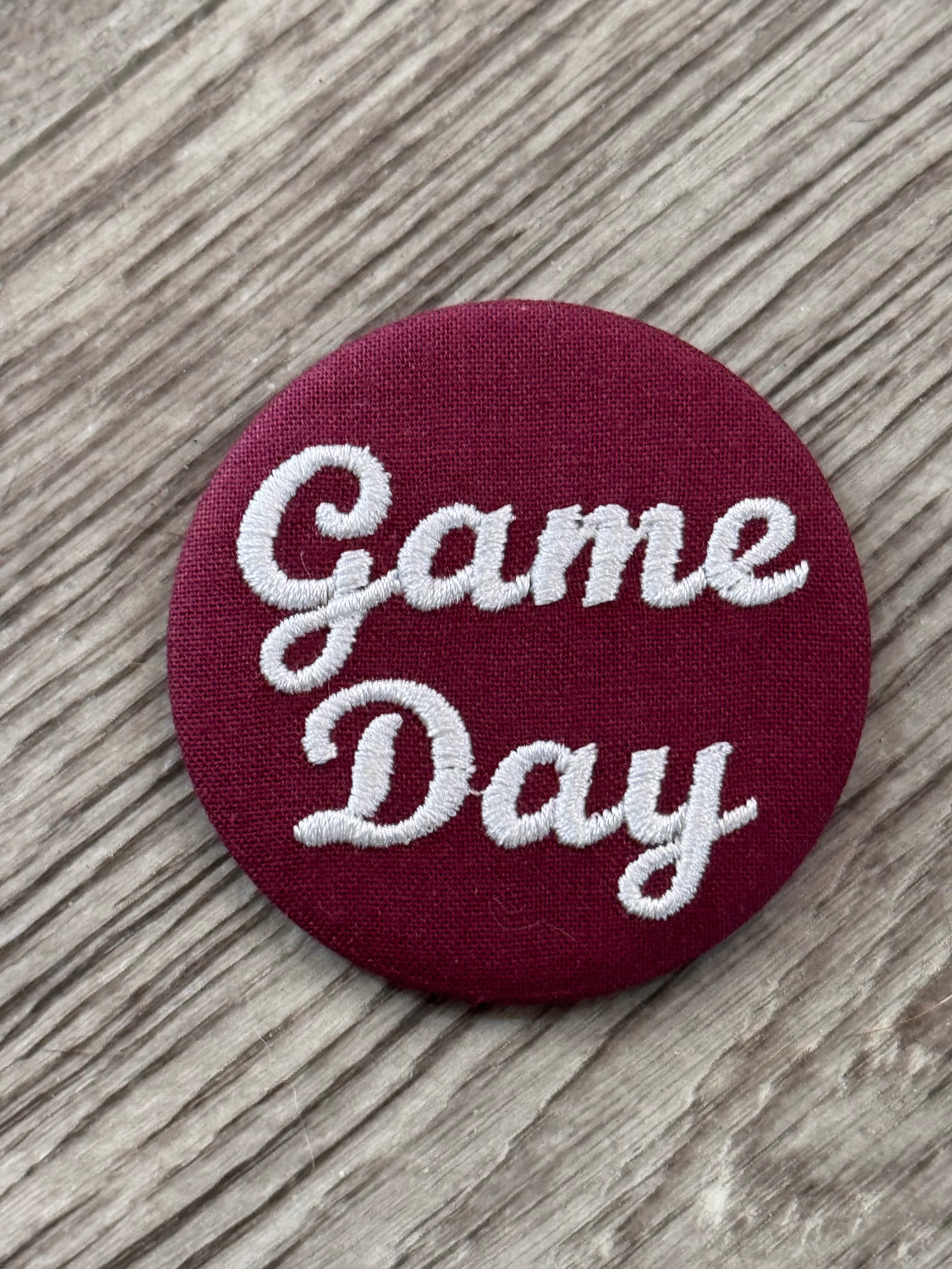 Embroidered Game Day Pin back Aggie buttons