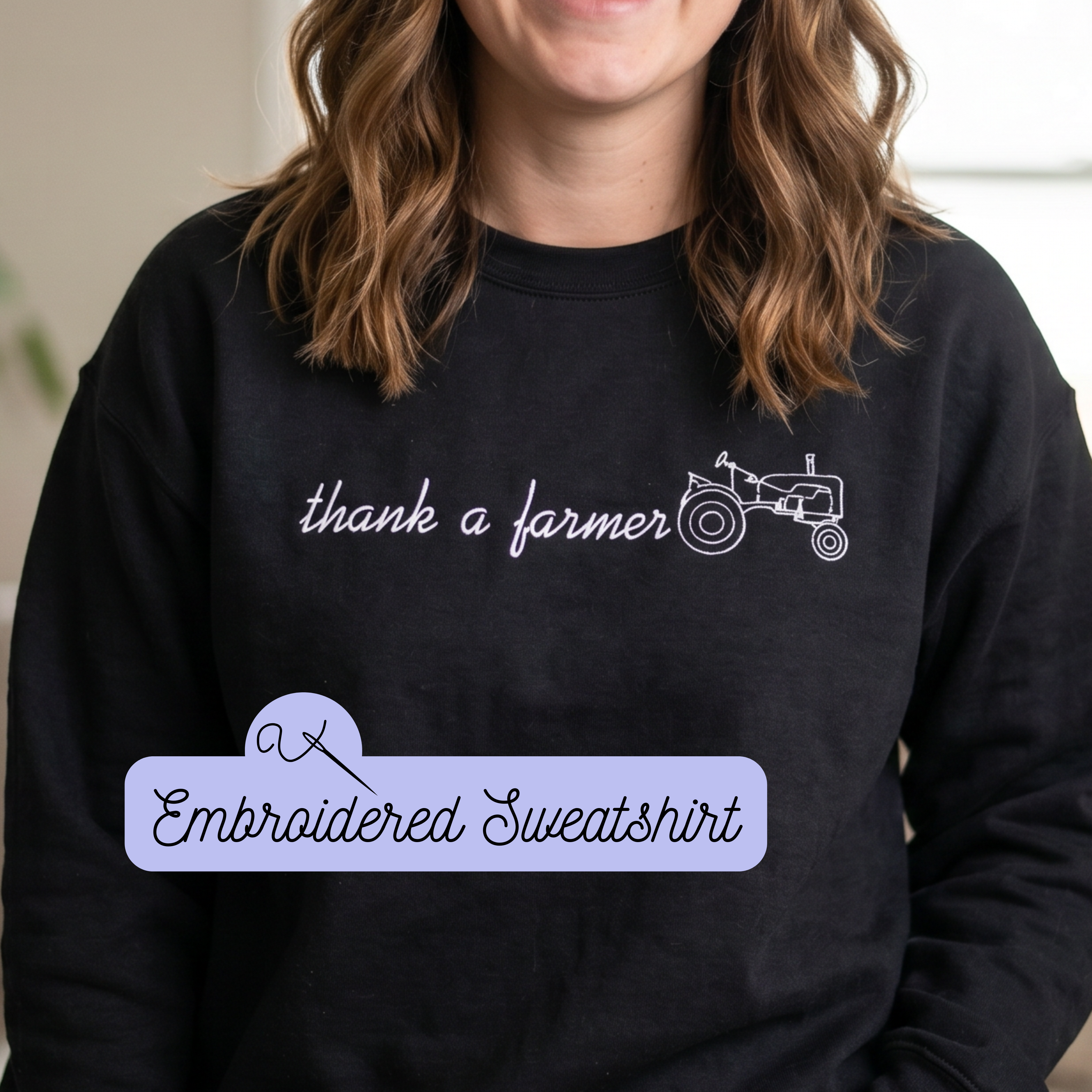 Embroidered Sweatshirt with Country farmer theme