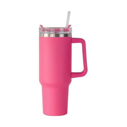Engraved 40 oz tumbler, Western insulated cup with handle and straw