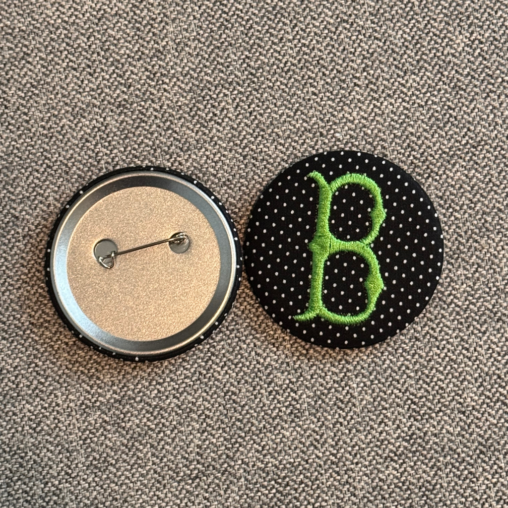 Embroidered B Game Day Pinback Homecoming Button