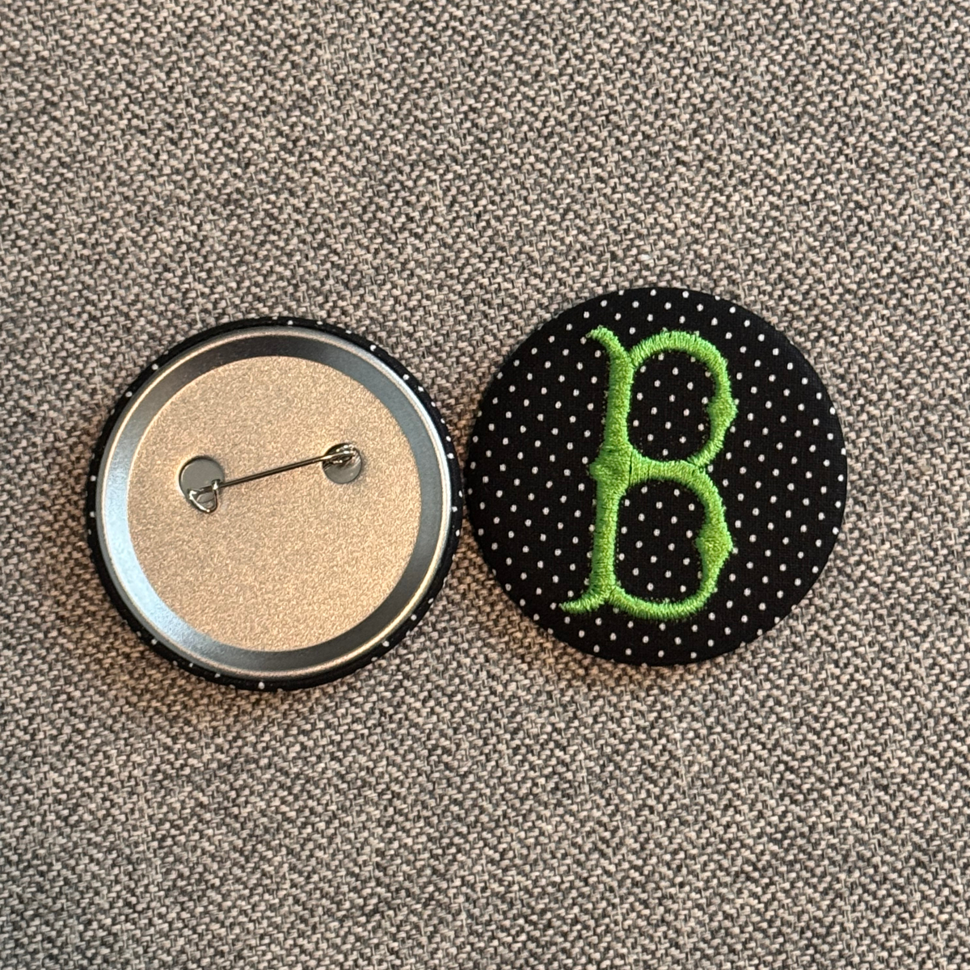 Embroidered B Game Day Pinback Homecoming Button