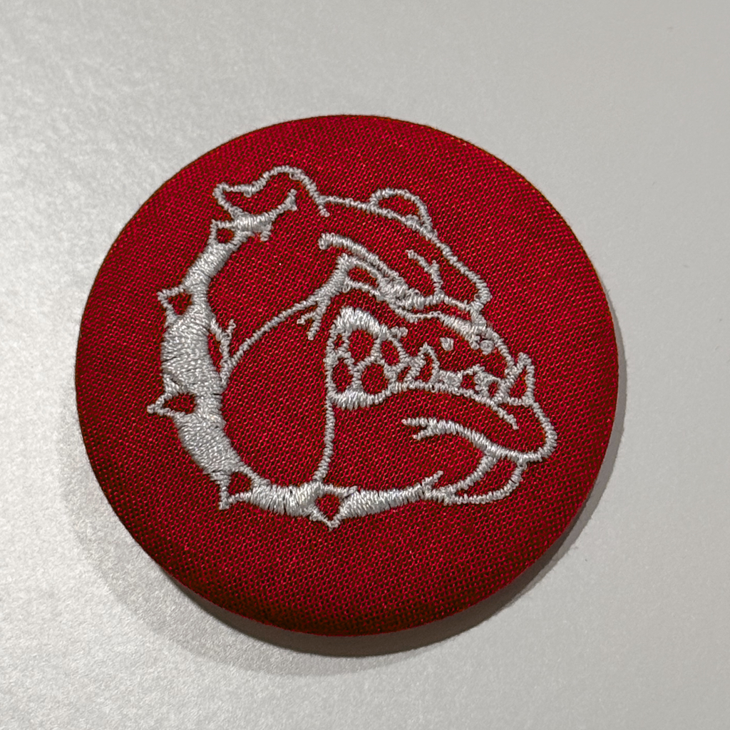 Embroidered Bulldog Game Day Pinback Homecoming Button