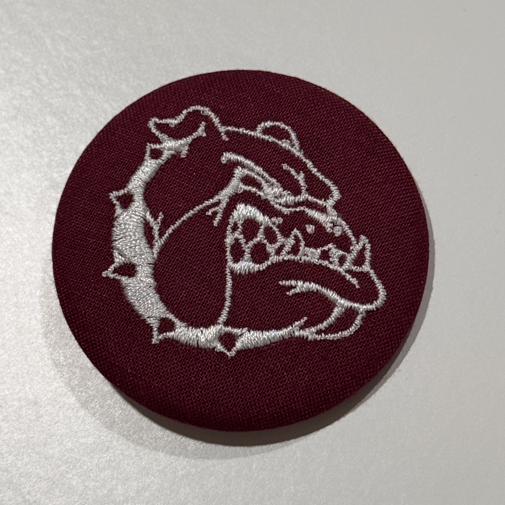 Embroidered Bulldog Game Day Pinback Homecoming Button