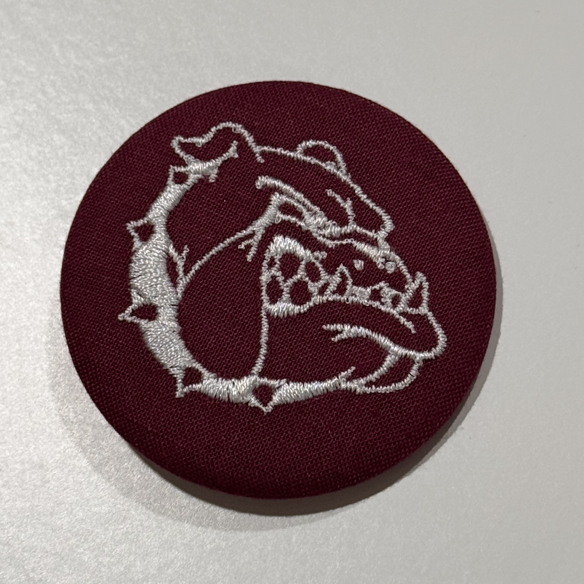 Embroidered Bulldog Game Day Pinback Homecoming Button