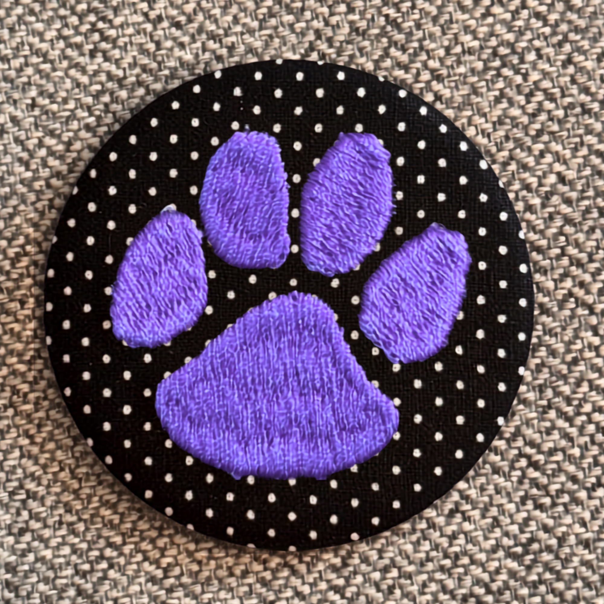 Embroidered Game Day Paw Print Pinback Homecoming Button