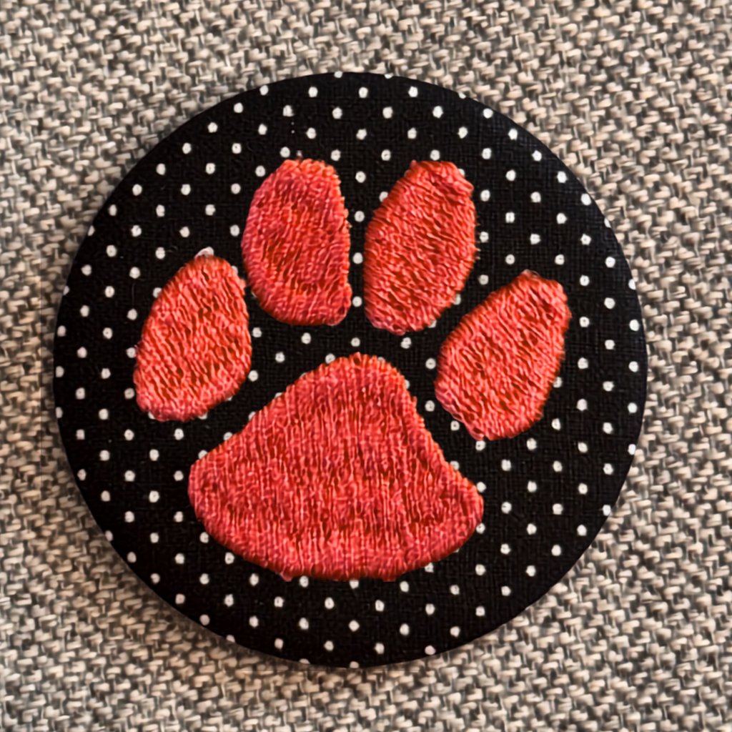 Embroidered Game Day Paw Print Pinback Homecoming Button