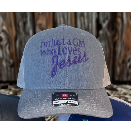 A girl who loves Jesus, Embroidered Richardson Trucker  Hat