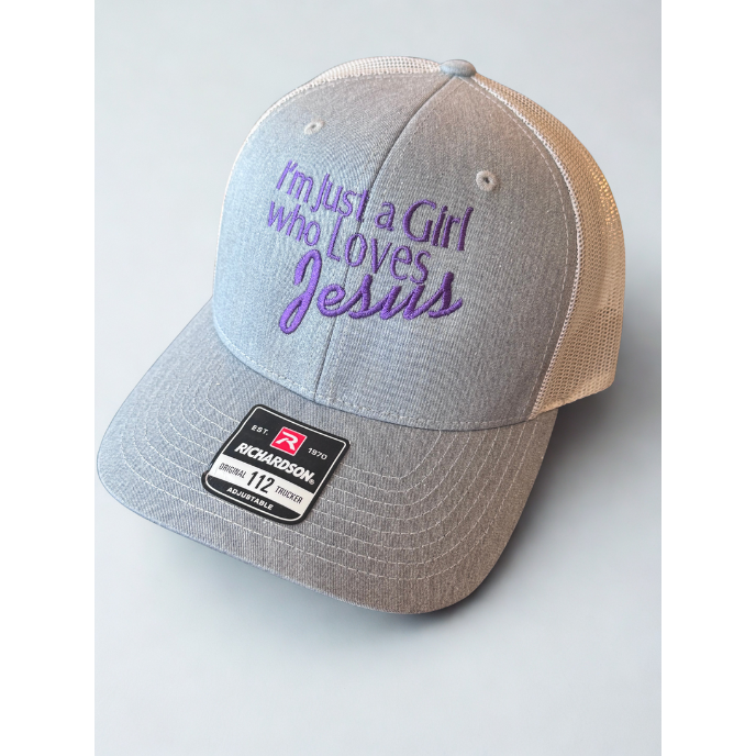A girl who loves Jesus, Embroidered Richardson Trucker  Hat