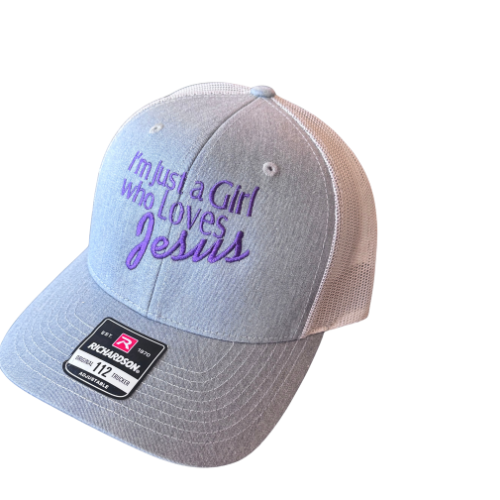 A girl who loves Jesus, Embroidered Richardson Trucker  Hat