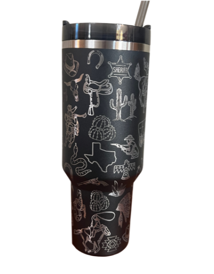 insulated tumbler, stanley, tumbler with handle, western tumbler, western engraved, cowboy gift, gift for her, texas tumbler