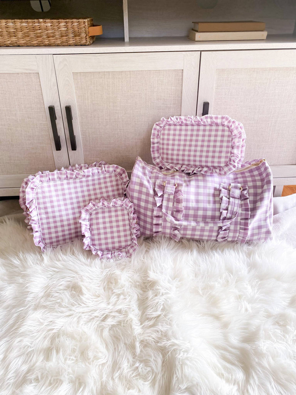Gingham Ruffle Duffle Bag Weekender Bag