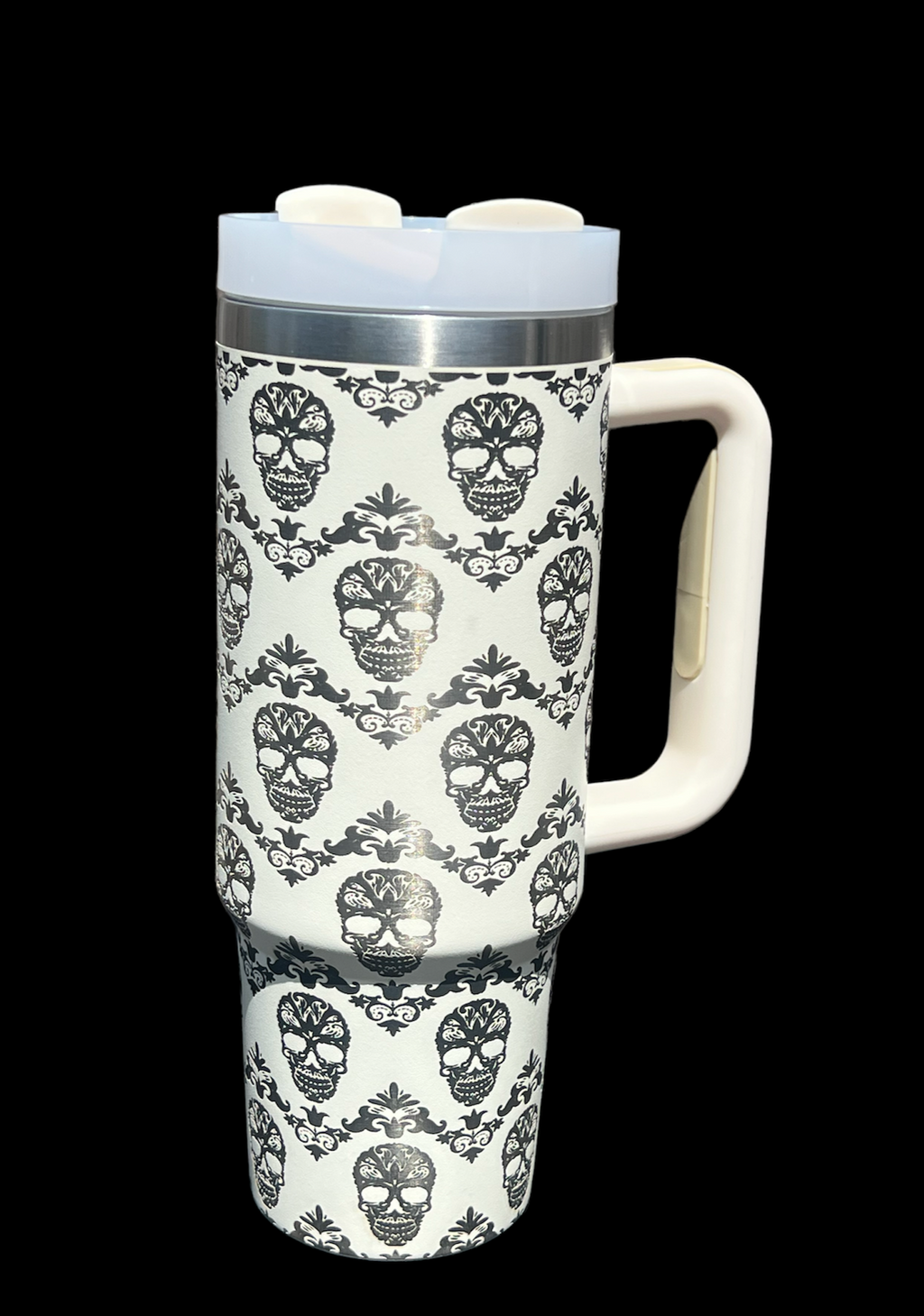 Sugar skull Engraved tumbler, day of the dead  tumbler, 40 oz, 30 oz, Insulated cup with handle
